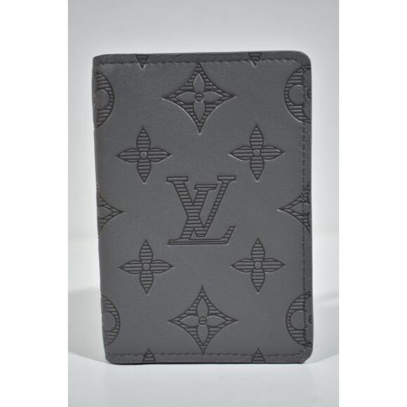 Louis Vuitton Monogram Shadow Grey Leather Logo Pocket Organizer Card Wallet - Picture 2 of 12